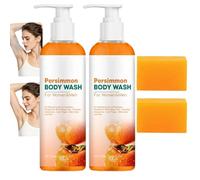 Juego de jabón de caqui para el cuerpo, olor corporal natural, elimina el envejecimiento, desodorizante y purificador, limpieza suave, control del olor corporal, cuerpo refrescante, largo (2 unidades)