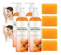 Juego de jabón de caqui para el cuerpo, olor corporal natural, elimina el envejecimiento, desodorizante y purificador, limpieza suave, control del olor corporal, cuerpo refrescante, largo (4 unidades)