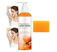 Juego de jabón de caqui para el cuerpo, olor corporal natural, elimina el envejecimiento, desodorizante y purificador, limpieza suave, control del olor corporal, cuerpo refrescante, largo (1 unidad)