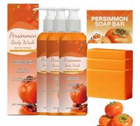 Juego de jabón de caqui y gel de ducha de caqui, para controlar el olor corporal y eliminar el olor corporal, limpieza profunda e hidratante, gel de ducha desodorante natural y barra de jabón (3)