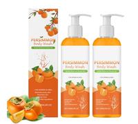 Juego de jabón y gel de ducha de caqui, gel de ducha natural de caquis y jabón de caqui, olor corporal, eliminación permanente de olores, limpieza profunda, frescura alrededor del reloj (2 unidades