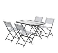 Juego de jardín Outsunny de 5 piezas: 4 sillas apilables de + 1 mesa de cristal templado