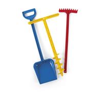 Juego de jardín para niños, pala, rastrillo y taladro de tierra, juguete de arena para arenero, jardín y playa, multicolor en azul, amarillo y rojo, juguete para niños