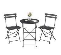 Juego de Jardín Plegable con 2 Sillas y 1 Mesa para Balcón Negro Tinta