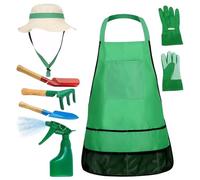 Juego de jardinería para niños 7pcs/set El conjunto educativo de jardinería para niños pequeños incluye el delantal, el pulverizador, los guantes, el sombrero, el rastrillo, las palas de la herrami