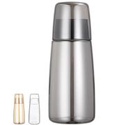 Juego de jarra de agua de cabecera con vaso de noche, Jarra de Agua con Tapa de Vaso para Dormitorio Mesilla de Noche Baño Cocina 25oz/750ml (Gris)