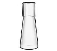 Juego de jarra de agua transparente con vaso de vidrio para dormitorio mesa de noche botella de enjuague bucal con taza para baño vaso de gran capacidad agua fría jugo jarra de té con taza (850 ml)