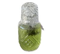Juego de jarra de agua y vaso de vidrio transparente con diseño grabado, decantador dispensador de enjuague bucal para uso en dormitorio y baño, juego de bebida vintage, estilo 2