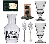 Juego de Jarra Vasos Cucharas de Absenta | Vidrio soplado con la boca | Diseño clásico del siglo XIX | Accessorios ALANDIA