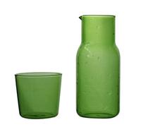 Juego de jarra y vaso de agua junto a la cama Decantador de agua junto a la cama de vidrio verde transparente de 500 ml con boquilla para vaso Decantador con taza para mesa de oficina botellas d