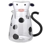 Juego de jarra y vaso de vaca de 550ml, bonita y creativa jarra de agua junto a la cama con forma de vaca para té helado, leche café