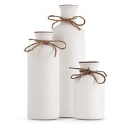 Juego de jarrones de cerámica blanca, 3 jarrones pequeños, bohemios, minimalistas, centros de mesa, sala de estar, decoración del hogar, entrada, estantería, chimenea, decoración de estantes