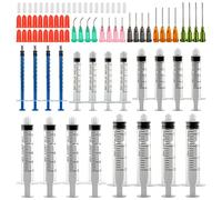 Juego de jeringas de agujas romas de 1ml, 3ml, 5ml, 10ml, 20ml con agujas romas de 14g, 15g, 16g, 18g, 20g y tapa de jeringa para uso industrial de recarga de pegamento artesanal (20 piezas)