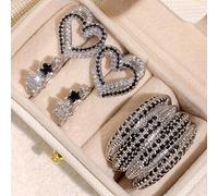 Juego de joyas de circonita cúbica, aretes de estrella y corazón para mujer, 9, Latón, Circonita cúbica