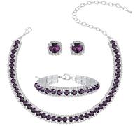 Juego de joyas de cristal con diamantes de imitación para mujer, diseño de tenis, gargantilla de diamantes de imitación, collar de eslabones y aretes de lágrima, juego de boda, novia, damas de honor