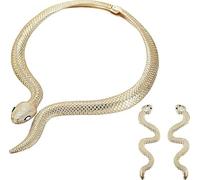 Juego de joyas de serpiente dorada para mujer, collar gótico de serpiente con aretes, accesorios de disfraz de Medusa