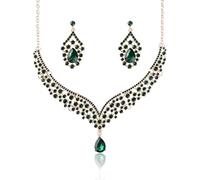 Juego de joyas indias - Conjuntos de joyas de boda para novias, juego de aretes, collares de diamantes, collares y aretes para mujer, collares de diamantes para mujer, regalos de joyería simples para