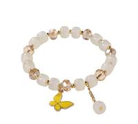 Juego de joyas iniciales 2024 nueva pulsera de cristal de mariposa de jade de imitación para niños, pulsera de cuentas y reloj digital transparente, A, Resina, No es una piedra preciosa