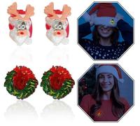 Juego de joyas LED de Navidad, aretes de muñeco de nieve intermitentes con broche de luz, accesorios navideños que brillan en la oscuridad para mujeres, adolescentes y recuerdos de fiesta