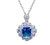 Juego de joyas multigemas de imitación para mujer, pendientes de anillo de corte Asscher, colgante con tonos de puesta de sol, regalo de trío, Set of 3