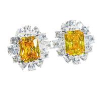Juego de joyas multigemas de imitación para mujer, pendientes de anillo de corte Asscher, colgante con tonos de puesta de sol, regalo de trío, Set of 3