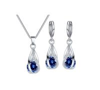 Juego de joyas para mujer, accesorios de dama de honor, collar y aretes para boda, graduación, aniversario, cumpleaños, joyería nupcial para boda esterlina (B, talla única)