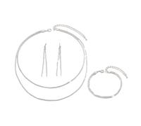 Juego de Joyas para Mujer Collar Pendiente Pulsera Conjunto de Joyería Nupcial Brillante Cristal Diamantes de Imitación Joyas de Boda Circonita Cúbica en Forma de Lágrima Accesorios (Plata1)