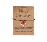 Juego de joyas para mujer, con colgante de Navidad, hecho a mano, bonito Papá Noel, pulsera de cuentas de cerámica suave y aretes, talla única, Plástico, No es una piedra preciosa