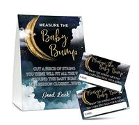 Juego de juego de baby shower, 1 letrero de pie con 50 tarjetas de adivinación, suministros de decoración de fiesta de revelación de género sobre la luna - B04