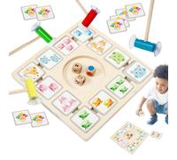 Juego de Juego de Dados, Rollo y Partido | Tablero de Madera a Juego,Actividades educativas con 96 Tarjetas 3 Dados 4 palitos de succión, Aprendizaje de Juguetes para niños de 4+