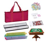 Juego de juego genérico, 166 azulejos Mahjong Set, hermoso portátil Mah Jongg with Rulers Dice, Sturdy Playing Tool for Women, Adults, Beginners, and Learning Entertainments
