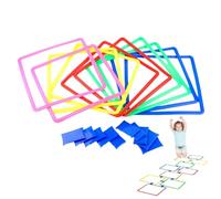 Juego de Juegos al Aire Libre para niños - Anillos de Agilidad de 15 Pulgadas con Conectores y pufs, de obstáculos en el Patio Trasero y Sendero sensorial, Entrenamiento de Fitness en