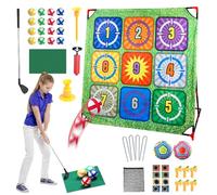 Juego de juegos de chipping de golf - dark pattern golf mat | Ayudas de entrenamiento para adultos, 4 juegos de pruebas Golff con club desmontable, juguete educativo al aire libre para la práctica de