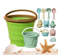 Juego de juguetes de arena - Kit de cubo plegable de 7,87 pulgadas | Herramientas de juego de playa de ABS - Hervidor de agua con pala para molde de 13 piezas | Juguete portátil para castillos de sab