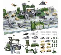 Juego de juguetes de base militar, juego para hombres del ejército con tarjeta de juego, vehículo militar, accesorios para armas y accesorios para vehículos, gran juguete del ejército para niños de 3