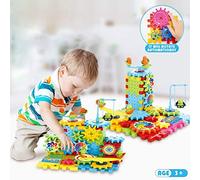 Juego de Juguetes de Bloques de Construcción de Engranajes de Bricolaje, Construcción Educativa de Engranajes Giratorios Motorizados para Niños, 81 Piezas para Edades de 3 Años en Adelante