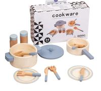 Juego de Juguetes de Cocina, Juego de Accesorios de Cocina, ollas y sartenes de Madera para niños, Accesorios en Miniatura, 10 Juguetes de Madera