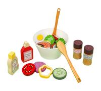 Juego de juguetes de cocina para ensaladas, frutas de madera natural, juego de verduras para niños que aprenden a cortar alimentos, pequeño juego interactivo con herramientas de corte, juego de cocina