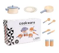 Juego de juguetes de cocina para niños - Este juego de cocina pretende jugar incluye una bandeja de madera y accesorios para que los niños se reproduzcan como pequeños Chefs Preparing Delicious Meals