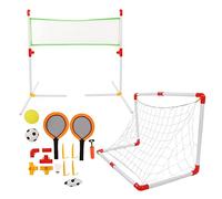 Juego de juguetes de fútbol 4 en 1 para niños, portería de fútbol plegable portátil, juguete deportivo al aire para patio trasero