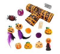 Juego de juguetes de Halloween Cat Channel - Juego de interactivo, juego de actividades de 3 vías | Bell Ball Plaga Kitten Toy, Indoor Rabbit Entertainment, Foldable Cat Play Tunnel, Festive