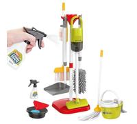 Juego de juguetes de limpieza para niños: juego de simulación, cepillo para limpieza, escoba, fregona, papel educativo, fomento de la responsabilidad | Kit de actividades imaginativo Trolley Plây para