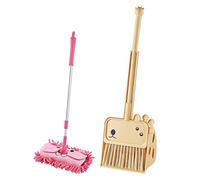 Juego de juguetes de limpieza para niños: recogedor de fregona con escoba de jirafa, juego educativo de tareas domésticas, kit de limpieza para niños pequeños de 3 piezas para el hogar, dormitorio, re
