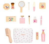 Juego de juguetes de maquillaje de madera, juego de salón de belleza de madera | Pretend Make para niñas | Salón de belleza infantil Juguetes de fantasía para niños pequeños Set de maquillaje para