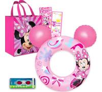 Juego de juguetes de piscina de Minnie Mouse para niños, paquete de regalo de Disney con anillo de natación inflable, gafas, bolsa de mano, calcomanías y más | Juguetes de playa de Minnie, para niños