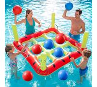 Juego de juguetes de piscina, juego inflable gigante 2 en 1 para piscina y lanzamiento de anillos con inflado combinado y válvula de llenado de agua para adultos y niños, actividades de playa en aguas