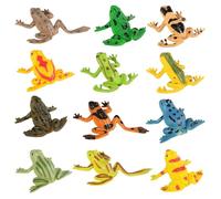 Juego de juguetes de rana realista - doce figuras coloridas, modelos de animales educativos, ayuda al aprendizaje en el aula, colección de juegos creativos | Figuras de rana, uso