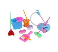 Juego de Juguetes de simulación: Mini aspiradora y Escoba de fregona de 9 Piezas, Juguetes domésticos para niñas