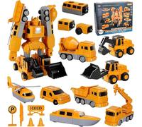 Juego de Juguetes de vehículos de construcción, 35 Piezas Robot transformable magnético Juguetes, Construcciones Magneticas Niños, MagnéTico Juguete Coche para niños y niñas de 3 a 9 años (A)