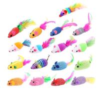 Juego de juguetes interactivos for gatos con cola de plumas de colores y ratoncito for gatos, suministros de entrenamiento interactivos for mascotas, juguetes divertidos for gatos(Random 1 pcs)